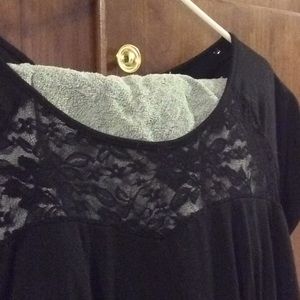 Black cotton & lace dress